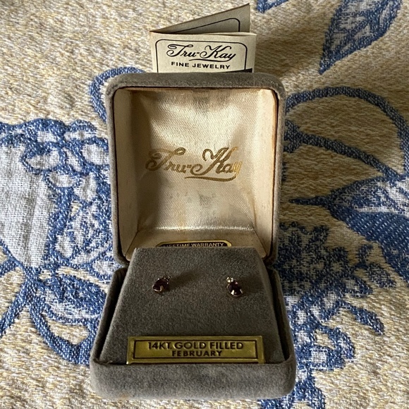 Tru-Kay I February Birthstone Earrings I 14KT GF - Picture 11 of 13